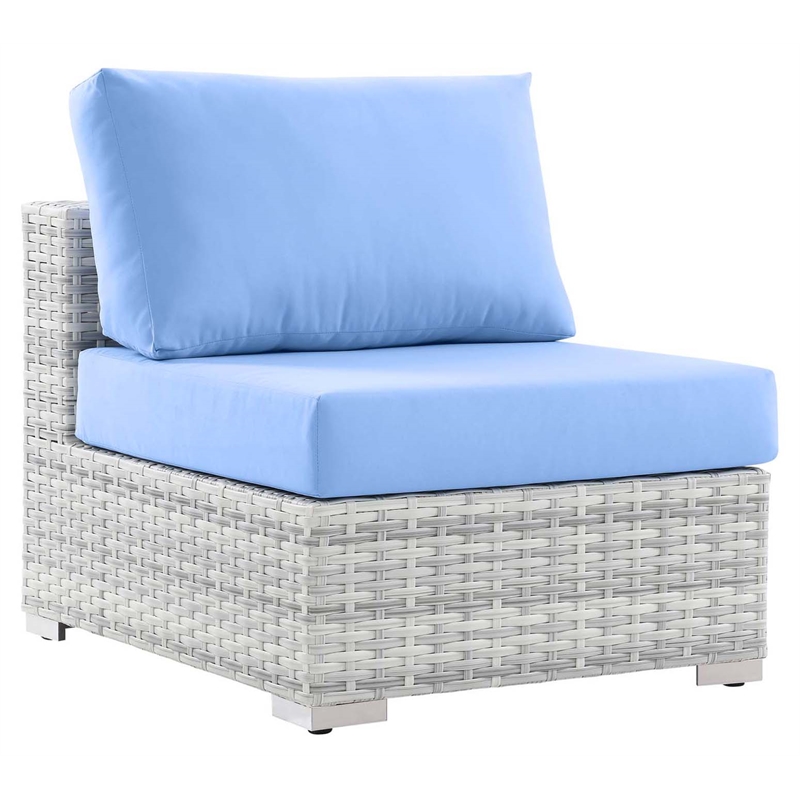 Modway Convene Modern Fabric Outdoor Patio Armless Chair in Gray/Light Blue