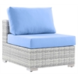 Modway Convene Modern Fabric Outdoor Patio Armless Chair in Gray/Light Blue