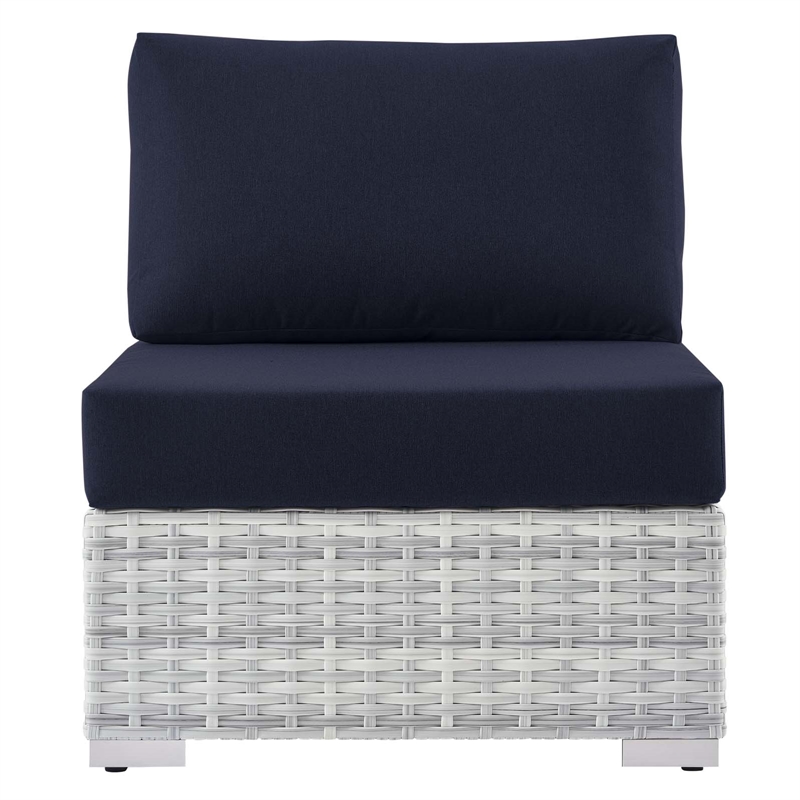 Modway Convene Modern Fabric Outdoor Patio Armless Chair in Light Gray/Navy