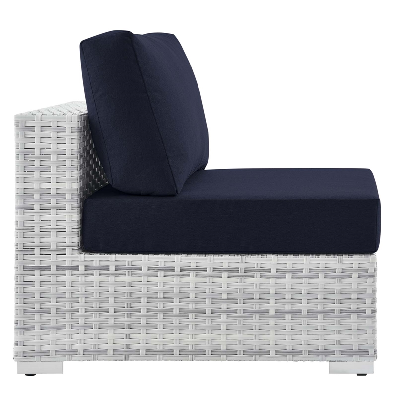 Modway Convene Modern Fabric Outdoor Patio Armless Chair in Light Gray/Navy
