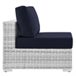 Modway Convene Modern Fabric Outdoor Patio Armless Chair in Light Gray/Navy