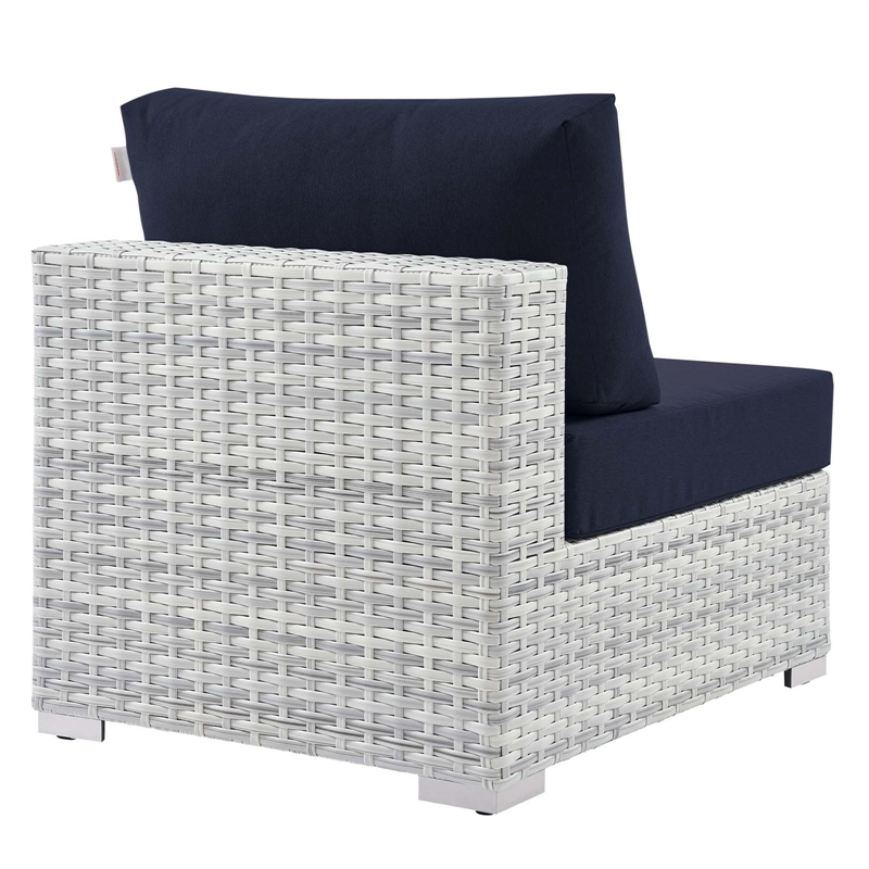 Modway Convene Modern Fabric Outdoor Patio Armless Chair in Light Gray/Navy