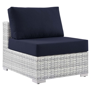 modway convene modern fabric outdoor patio armless chair in light gray/navy