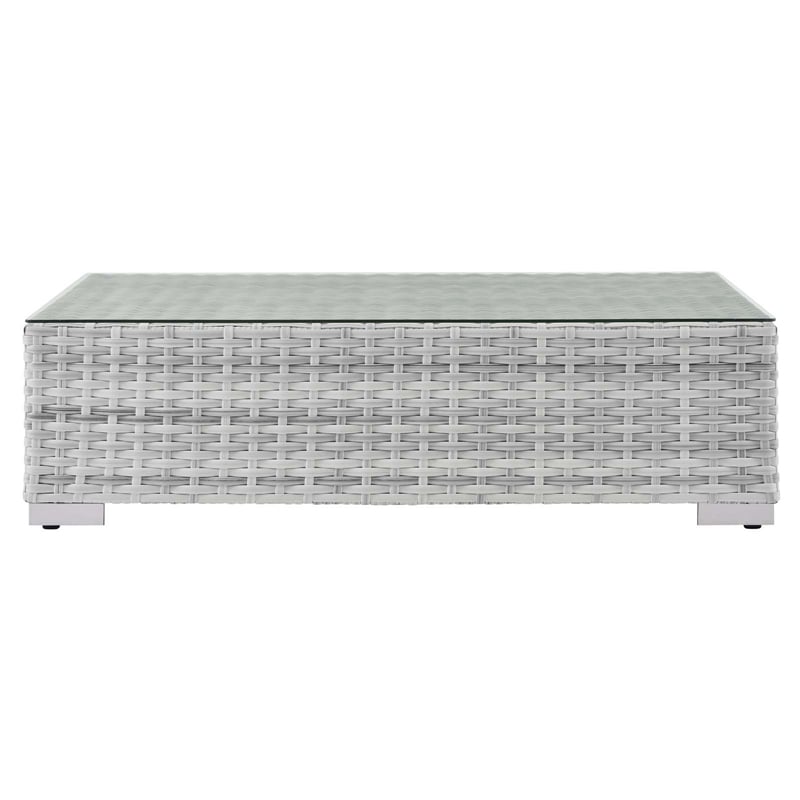 Modway Convene Rattan Outdoor Patio Coffee Table in Light Gray