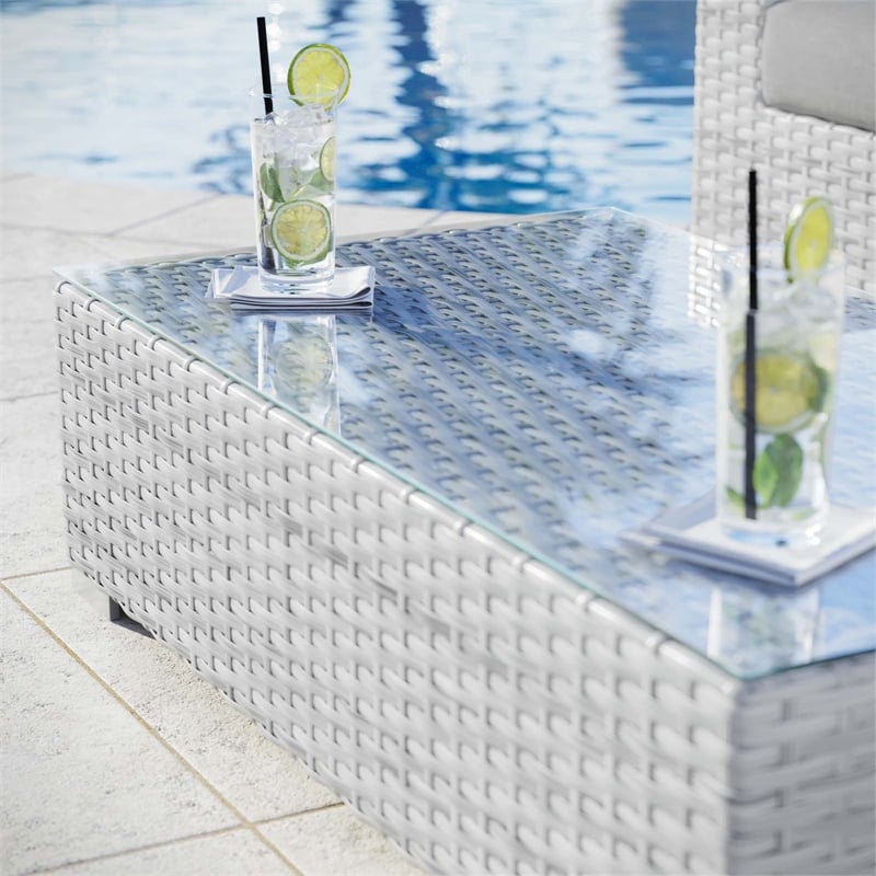 Modway Convene Rattan Outdoor Patio Coffee Table in Light Gray