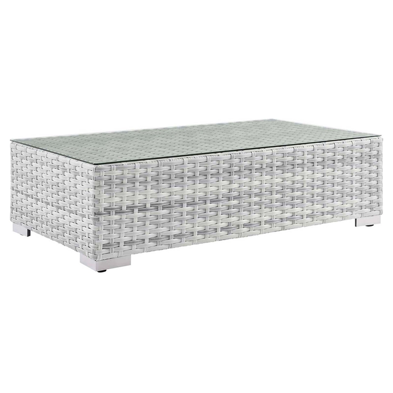 Modway Convene Rattan Outdoor Patio Coffee Table in Light Gray