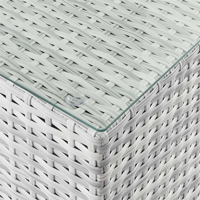 Modway Convene Square Rattan Outdoor Patio Side Table in Light Gray