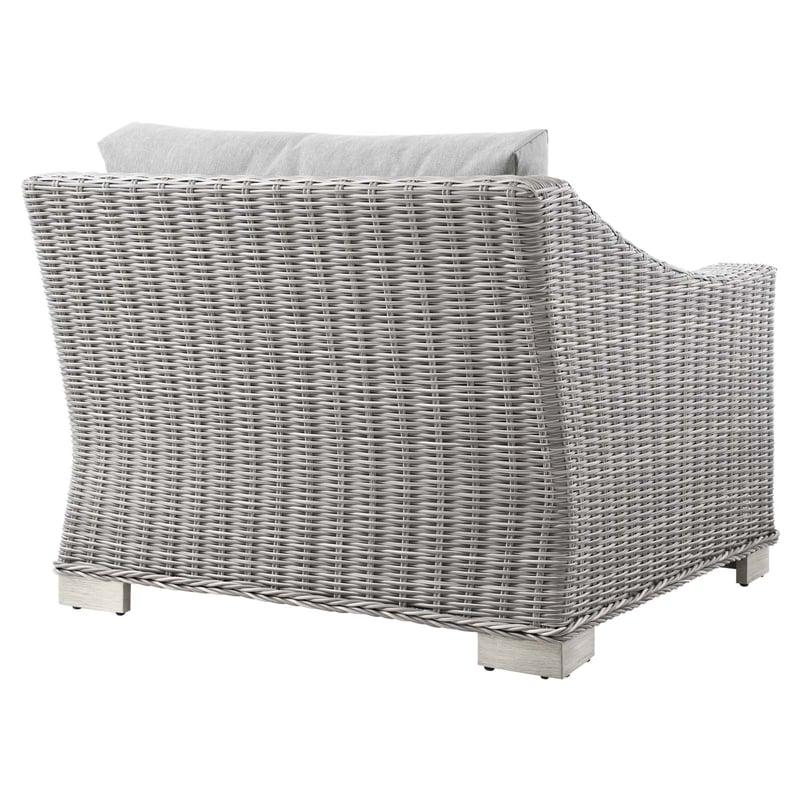 Modway Conway Rattan & Fabric Outdoor Patio Left-Arm Chair in Light Gray