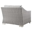 Modway Conway Rattan & Fabric Outdoor Patio Left-Arm Chair in Light Gray