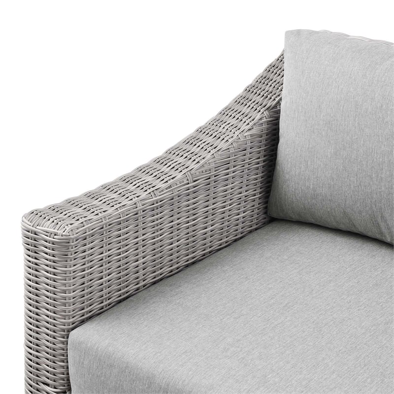 Modway Conway Rattan & Fabric Outdoor Patio Left-Arm Chair in Light Gray