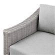 Modway Conway Rattan & Fabric Outdoor Patio Left-Arm Chair in Light Gray
