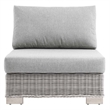 Modway Conway Rattan & Fabric Outdoor Patio Armless Chair in Light Gray