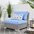 Modway Conway Rattan & Fabric Outdoor Patio Armless Chair in Gray/Light Blue
