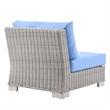 Modway Conway Rattan & Fabric Outdoor Patio Armless Chair in Gray/Light Blue