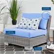 Modway Conway Rattan & Fabric Outdoor Patio Armless Chair in Gray/Light Blue