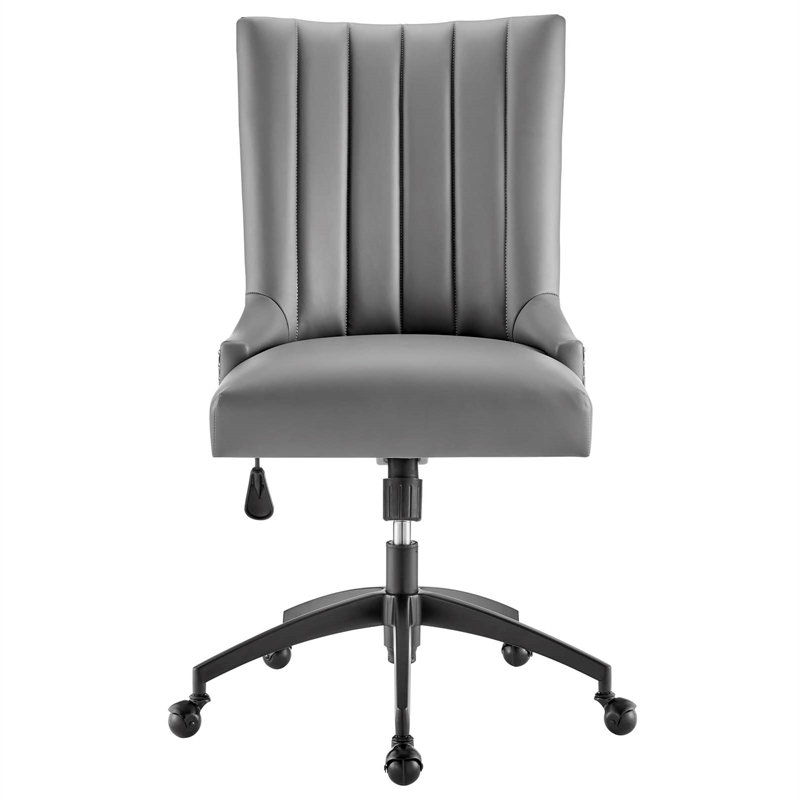 Modway Empower Tufted Faux Leather Swivel Office Chair in Gray & Black