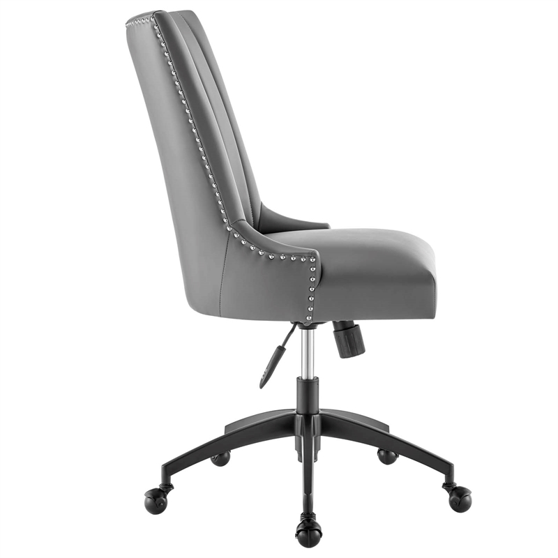 Modway Empower Tufted Faux Leather Swivel Office Chair in Gray & Black