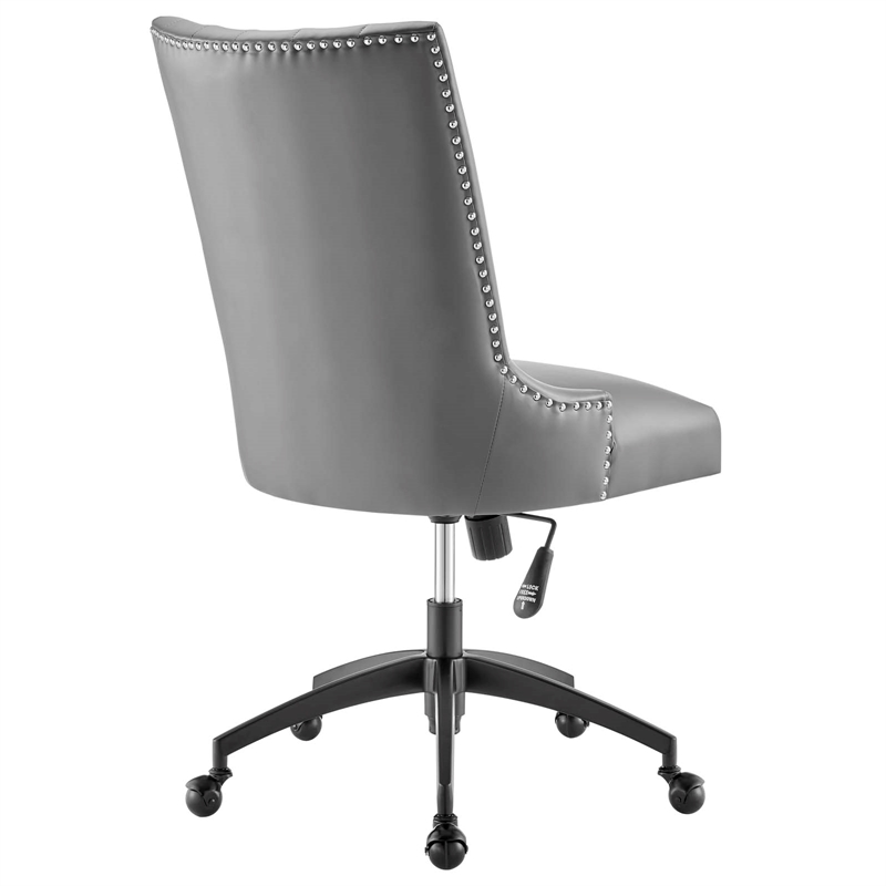 Modway Empower Tufted Faux Leather Swivel Office Chair in Gray & Black