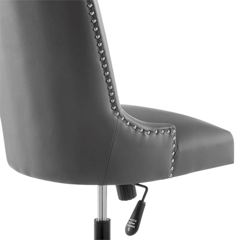 Modway Empower Tufted Faux Leather Swivel Office Chair in Gray & Black