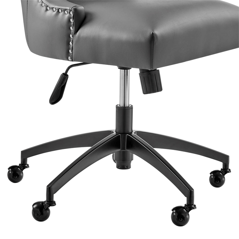 Modway Empower Tufted Faux Leather Swivel Office Chair in Gray & Black