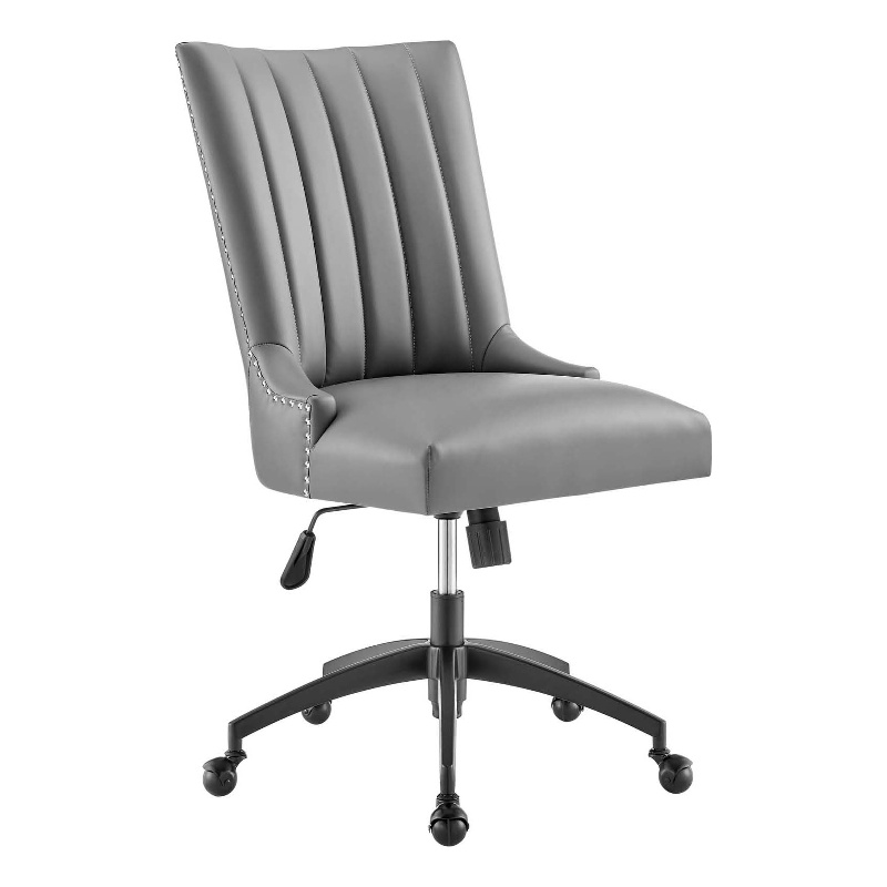 Modway Empower Tufted Faux Leather Swivel Office Chair in Gray & Black