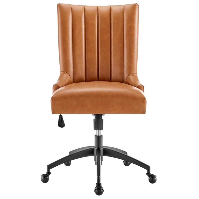Modway Empower Tufted Faux Leather Swivel Office Chair in Tan & Black