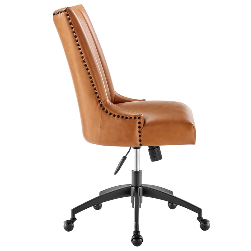 Modway Empower Tufted Faux Leather Swivel Office Chair in Tan & Black