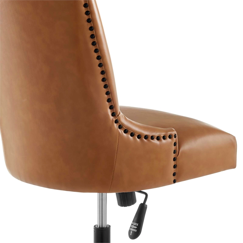 Modway Empower Tufted Faux Leather Swivel Office Chair in Tan & Black