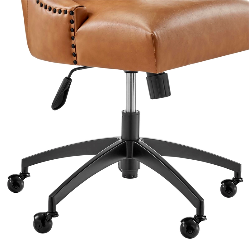 Modway Empower Tufted Faux Leather Swivel Office Chair in Tan & Black
