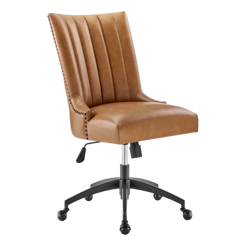 Modway Empower Tufted Faux Leather Swivel Office Chair in Tan & Black
