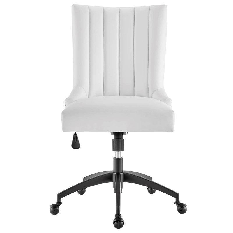 Modway Empower Tufted Faux Leather Swivel Office Chair in White & Black