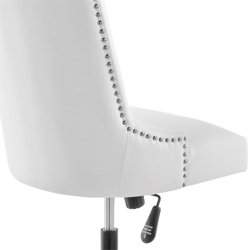 Modway Empower Tufted Faux Leather Swivel Office Chair in White & Black