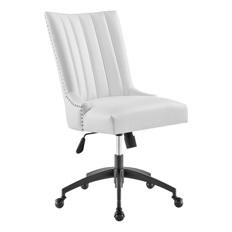 Modway Empower Tufted Faux Leather Swivel Office Chair in White & Black