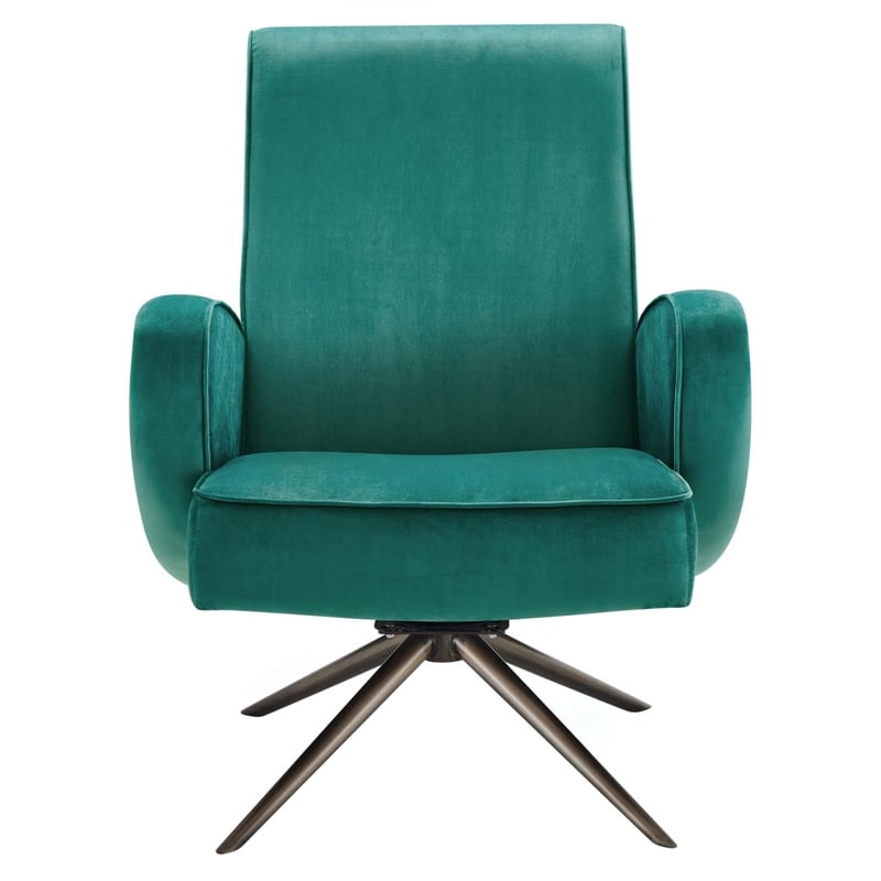 Modway Superior Modern Performance Velvet Swivel Chair in Teal Blue