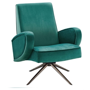 Modway Superior Modern Performance Velvet Swivel Chair in Teal Blue