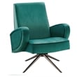 Modway Superior Modern Performance Velvet Swivel Chair in Teal Blue
