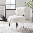 Modway Skylar Modern Upholstered Sheepskin & Metal Chair in White/Black