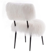 Modway Skylar Modern Upholstered Sheepskin & Metal Chair in White/Black