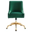 Modway Discern Modern Performance Velvet Swivel Office Chair in Green/Gold