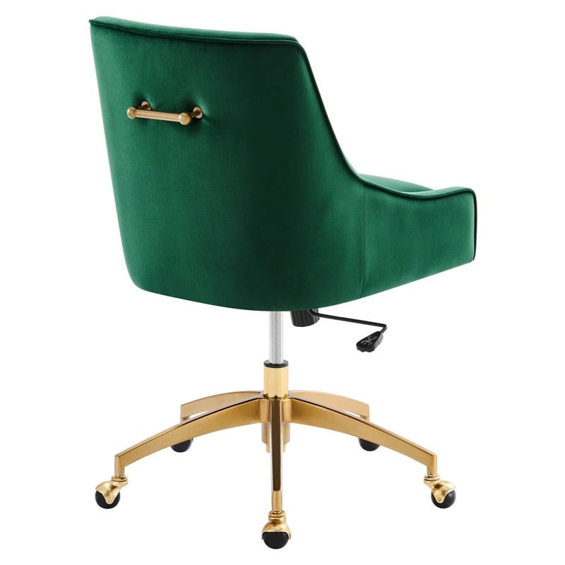 Modway Discern Modern Performance Velvet Swivel Office Chair in Green/Gold