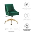 Modway Discern Modern Performance Velvet Swivel Office Chair in Green/Gold