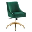 Modway Discern Modern Performance Velvet Swivel Office Chair in Green/Gold