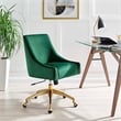 Modway Discern Modern Performance Velvet Swivel Office Chair in Green/Gold
