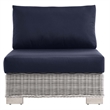 Modway Conway Rattan & Fabric Outdoor Patio Armless Chair in Light Gray/Navy