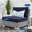 Modway Conway Rattan & Fabric Outdoor Patio Armless Chair in Light Gray/Navy