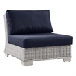 Modway Conway Rattan & Fabric Outdoor Patio Armless Chair in Light Gray/Navy