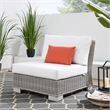 Modway Conway Rattan & Fabric Outdoor Patio Armless Chair in Light Gray/White