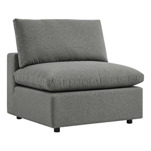modway commix modern fabric overstuffed outdoor patio armless chair in charcoal