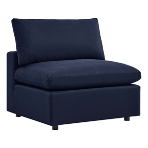 Modway Commix Modern Fabric Overstuffed Outdoor Patio Armless Chair in Navy