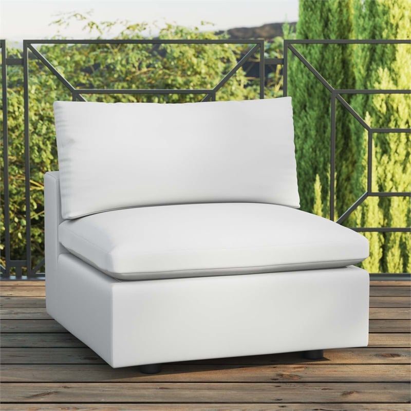 Modway Commix Modern Fabric Overstuffed Outdoor Patio Armless Chair in White